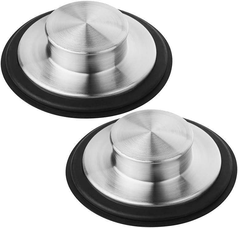 Tifanso Kitchen Sink Drain Stopper Cover, 2PCS Stainless Steel Garbage Disposal Stopper 3.34 Inch Drain Plug, Fits Standard Kitchen Sink Size of 3-1/2 Inch - Product Image