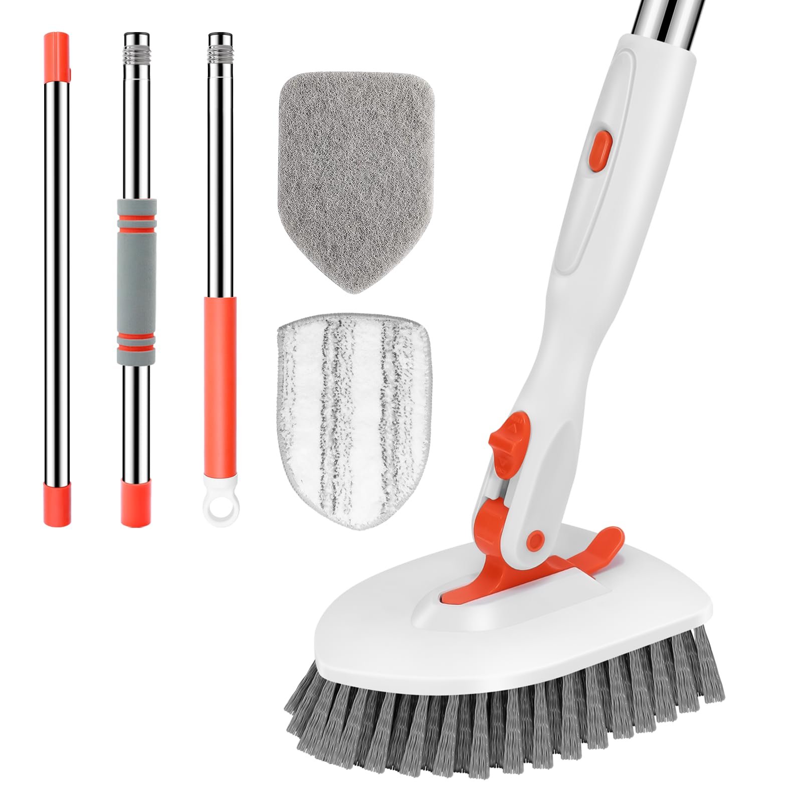 SetSail Tile Tub Scrubber Brush 3-in-1 Shower Scrubber with Long Handle | with 3 Detachable Replacement Brush Head, Multi-Angle Cleaning Locks at 45°, 90°, 180° for Bathroom Kitchen Walls Tub Tile - Product Image