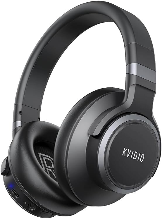 KVIDIO Active Noise Cancelling Headphones, 70 Hours Playtime Bluetooth Headphones Wireless with Microphone, Transparency Mode, Deep Bass and Hi-Fi Stereo Sound Over Ear for Travel Office - Product Image