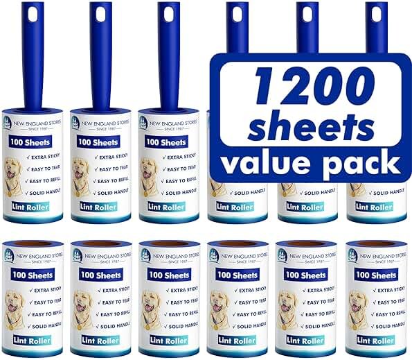 1200 Sheets Lint Roller with 6 Upgraded Handles (6 Rollers + 6 Refill), Mage Value Set Sticky Lint Rollers for Pet Hair, Portable Pet Hair Remover for Clothes, Furniture, Carpet, Dog and Cat - Product Image