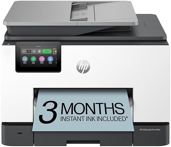 HP OfficeJet Pro 9135e Wireless All-in-One Color Inkjet Printer, Print, scan, Copy, fax, ADF, Duplex Printing Best-for-Office, 3 Month Instant Ink Trial Included, AI-Enabled (404M0A) - Product Image