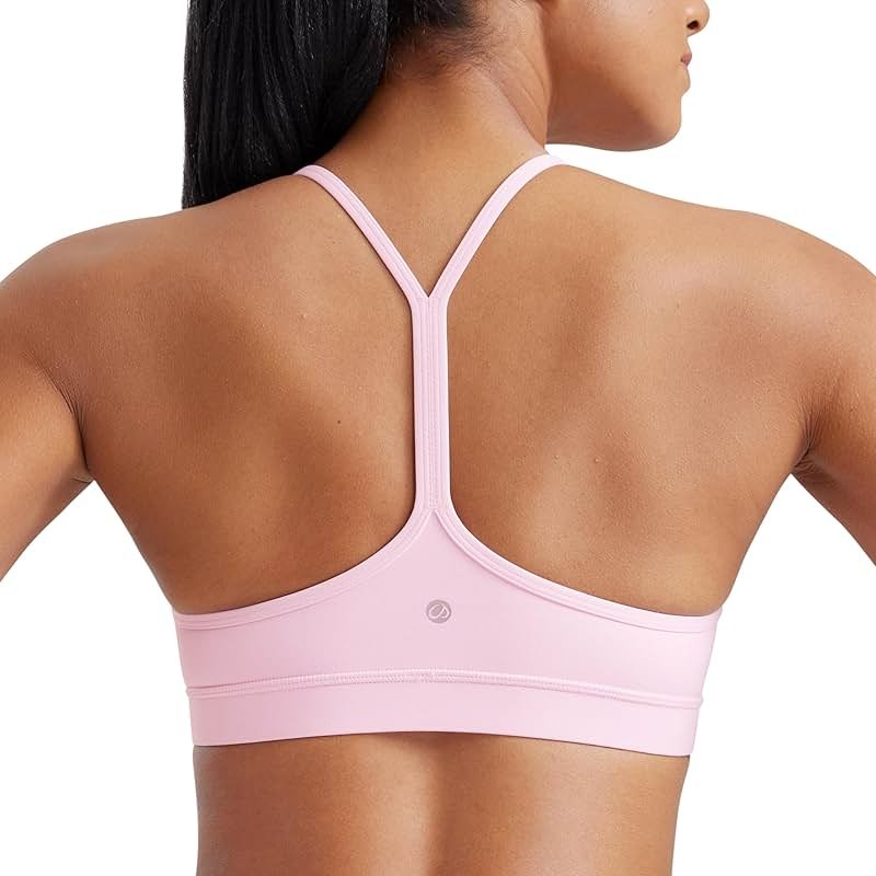 CRZ YOGA Butterluxe Y Back Sports Bras for Women - Padded Racerback Low Impact Spaghetti Thin Strap Workout Yoga Top - Product Image
