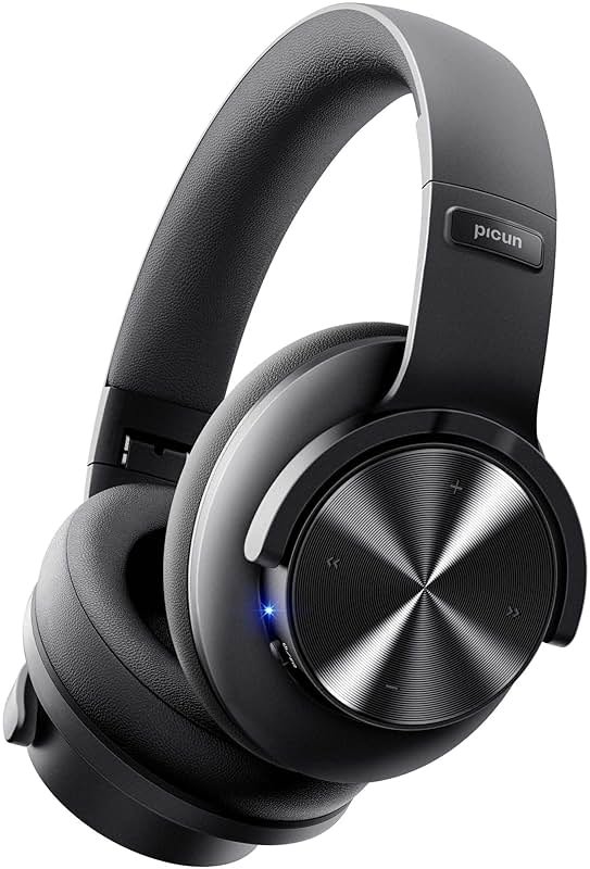 Picun B8 Bluetooth Headphones, 120H Playtime Headphone Wireless Bluetooth with 3 EQ Modes, Low Latency, Hands-Free Calls, Over Ear Headphones for Travel Home Office Cellphone PC Black - Product Image