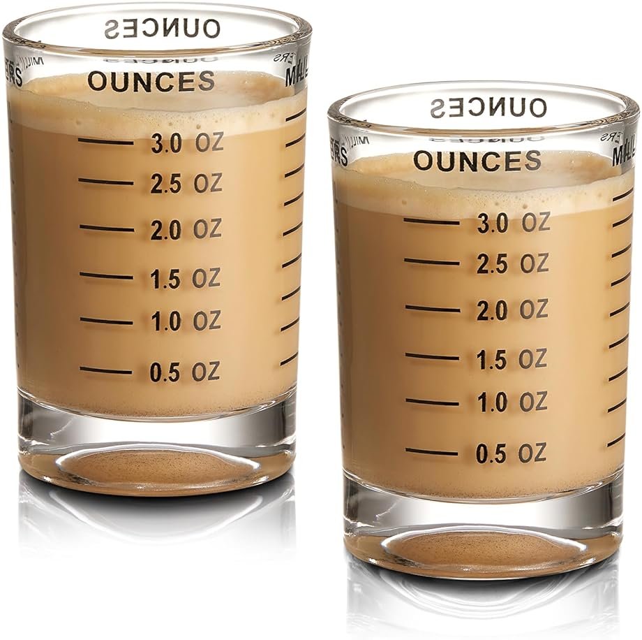 Hlukana 2 Pack Shot Glass Measuring Cup, 3 Ounce Heavy Base Jigger, Espresso Shot Glass, Liquid Glass Cup, Round Shot Glasses, Small Glass Shot Cups for Vodka, Whiskey, Tequila, Espresso, Liquor - Product Image