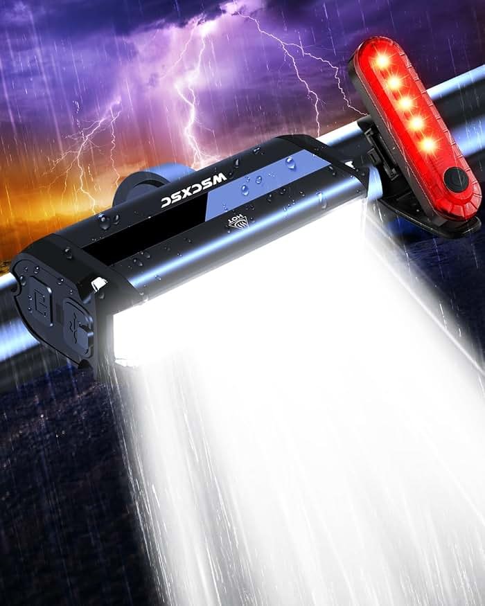 Bright Bike Light for Night Riding, USB Rechargeable Bicycle Light, Bicycle Headlight Set, Daytime Running Light, Waterproof Bike Headlight and Taillight for Adult Kid Mountain MTB Off-Road Cycling - Product Image