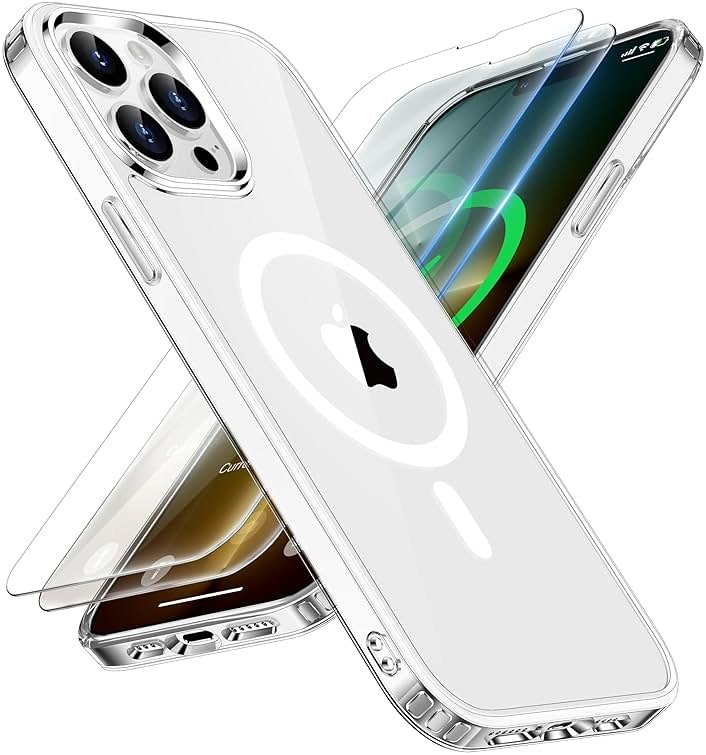 ORETECH Magnetic for iPhone 13 Pro Max Case, [Compatible with MagSafe] [2 Pcs Screen Protectors] [15 FT Drop Protection] Transparent Back Shockproof Bumper Protective Phone Cover - Clear - Product Image
