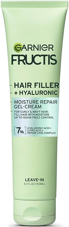 Garnier Fructis Hair Filler Moisture Repair Gel-Cream, Hair Gel for Curls and Waves with Hyaluronic Acid, 5.1 Fl Oz, 1 Count - Product Image