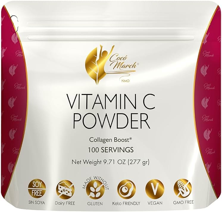 Cocó March N.M.D Vitamin C Powder 1000 mg – Immune Support Supplement with Zinc, Bromelain, Quercetin & L-Lysine, Supports Collagen Production, Vegan, Gluten & Dairy Free, Keto Friendly, 10 oz - Product Image