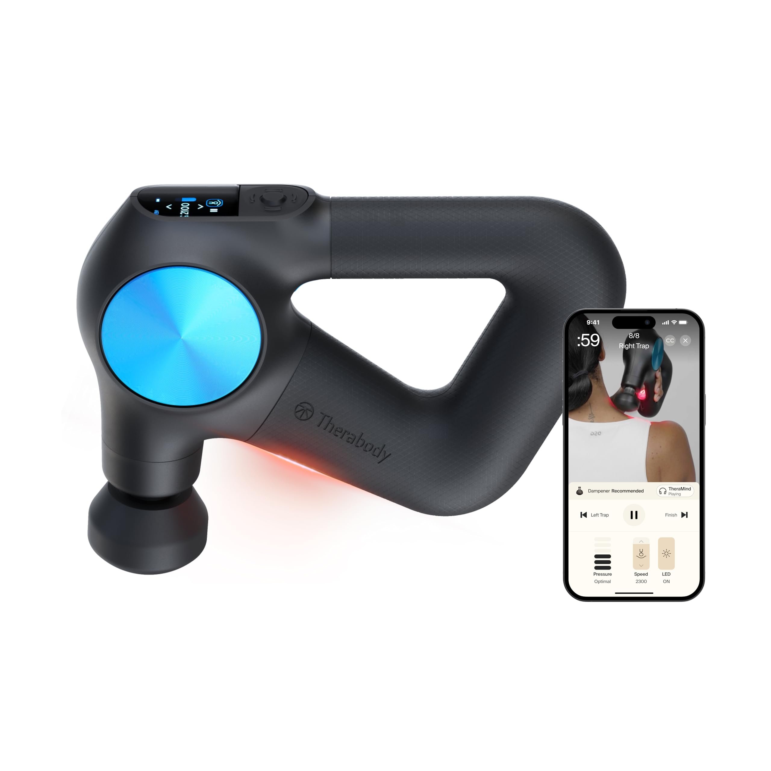 Therabody Theragun PRO Plus - 6-in-1 Deep Tissue Percussion Massage Gun, Handheld Personal Massager for Full Body Pain Relief & Muscle Tension with Biometric Breathwork, Vibration & Heated Attachments - Product Image