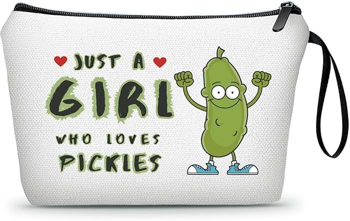 SEAMOON Pickle Gifts, Funny Birthday Gifts for Girl, Teen, Daughter, Friends, Sister, Small Cosmetic Makeup Bag Unique Quirky Gag Christmas - Product Image