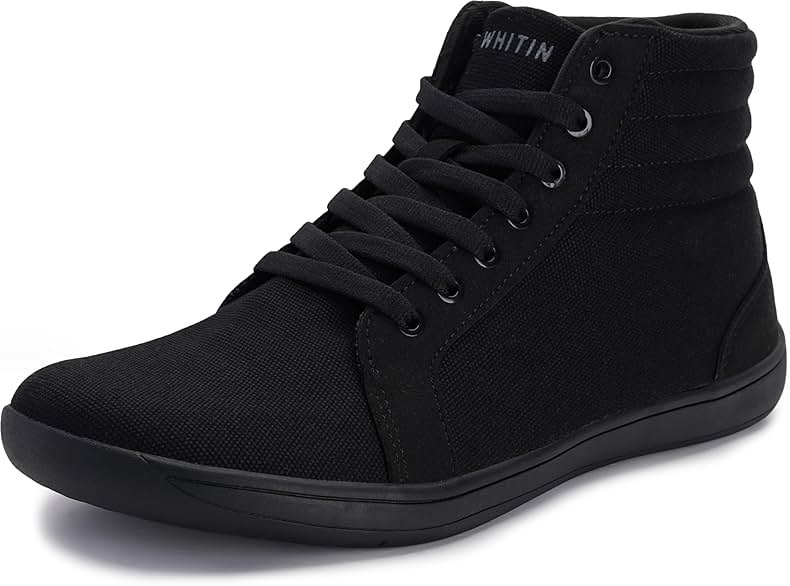 WHITIN Men's Wide Hi-top Minimalist Barefoot Sneakers | Zero Drop Sole | Cushioned Ankle Support - Product Image