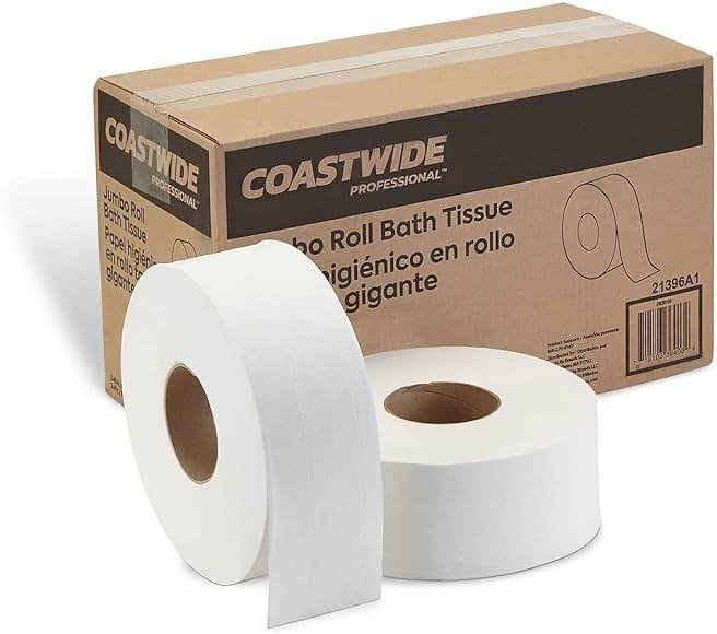 Coastwide Professional Select Jumbo Bath Tissue, 2‑Ply, 12 Rolls — Soft, Durable Commercial Toilet Paper for Universal Jumbo Dispensers - Product Image