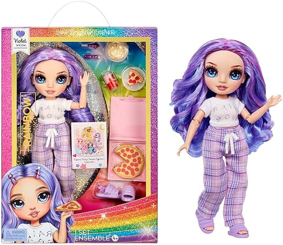 Rainbow High Jr High PJ Party - Violet, Purple 9" Posable Fashion Doll with Soft Onesie, Slippers, Fun Play Accessories, Great Toy Gift for Girls Kids Ages 4-12 Years - Product Image