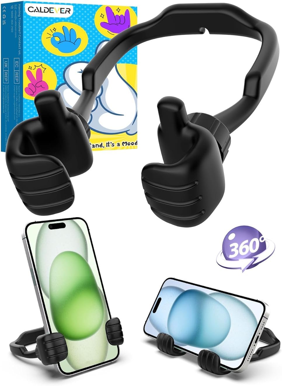 Gifts for Teens Boys Girls Adults Fathers Day: Thumbs Up Lazy Phone Stand Cell Phone Holder for Desk Kids Teenage Tween Men Women Stocking Stuffers Funny Cool Gadget Birthday Ideas Husband Dad Gifts - Product Image
