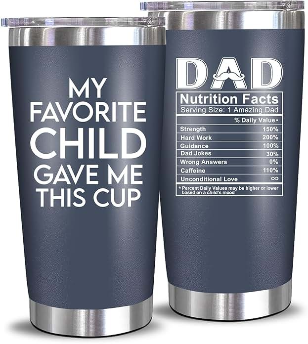NewEleven Fathers Day Gift For Dad - Dad Birthday Gifts From Daughter, Son, Kids - Birthday Present Ideas For Father, New Papa, Bonus Father From Daughter, Son - 20 Oz Tumbler - Product Image