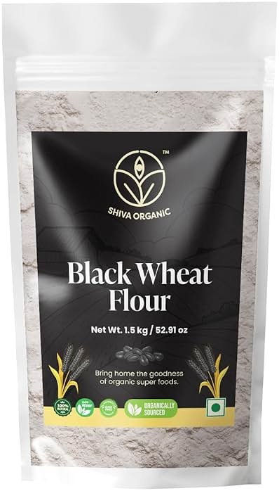 Shiva Organic Black Wheat Atta, 1.5 kg (3.3 lbs) Whole Grain Flour, Stone Ground Ancient Grain with Natural Bran, Low Gluten Flour for Rotis and Baking, Traditional Nutrient Dense Flour - Product Image