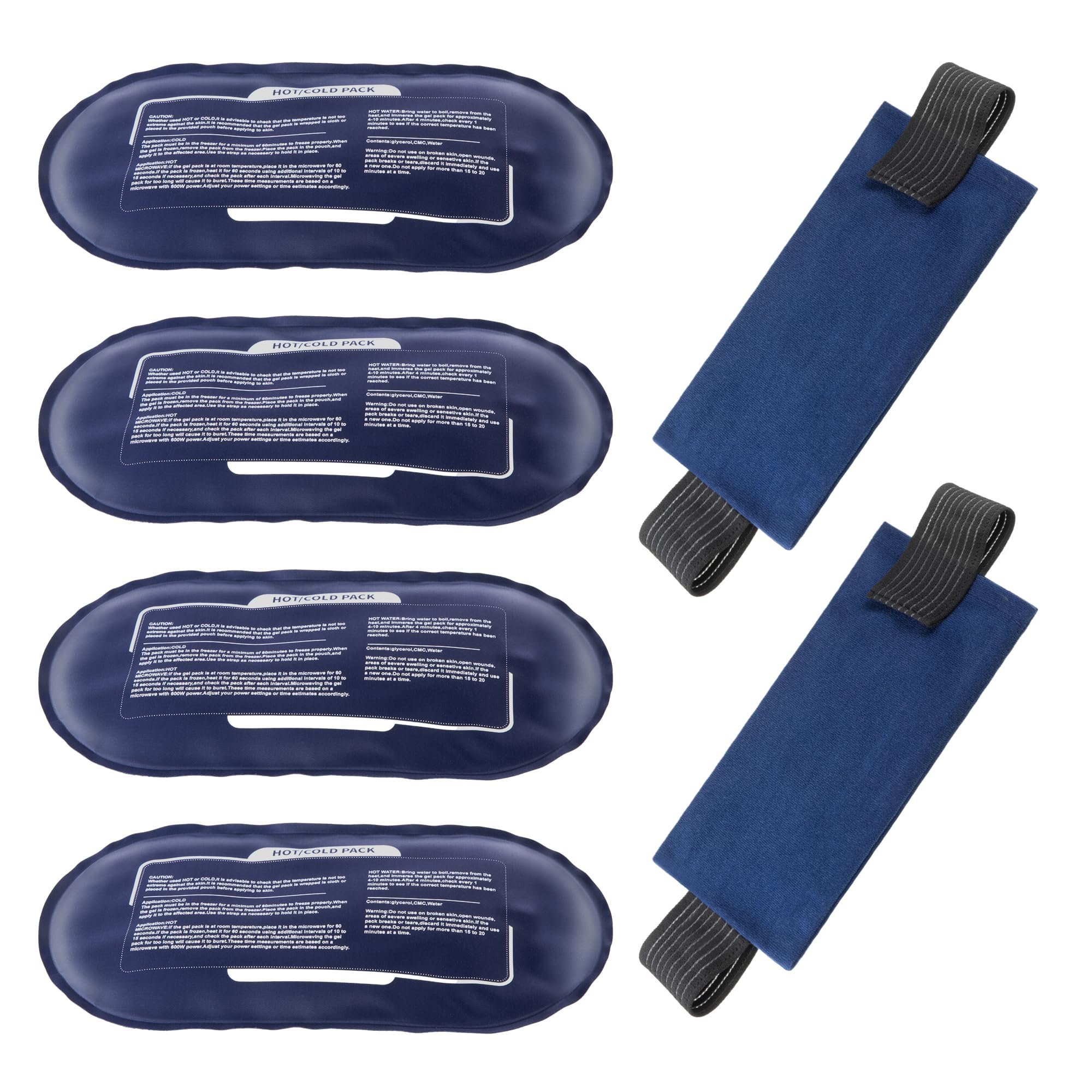 Ice Packs for Injuries Reusable, 4 Pack Hot and Cold Gel Packs and 2 Pack Adjustable Flexible Gel Wraps for Back Shoulders Arms Knees and Legs Injury Recovery, Alleviate Joint and Muscle Pain Relief - Product Image