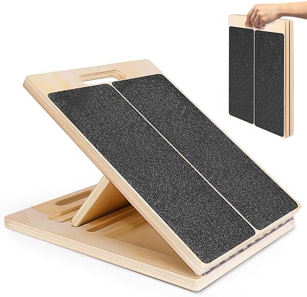 Portable Wooden Slant Board for Calf Stretching Squats Calf Stretcher Pilates Physical Therapy Equipment Adjustable Incline Board for Knees Ankle Heel Feet Leg - Product Image