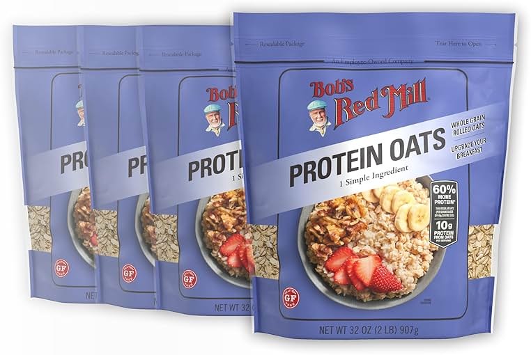Bob's Red Mill High Protein Oats - 32 oz (Pack of 4), Gluten Free, 10g/Serving, Non GMO, Whole Grain, Plant Based Protein - Product Image