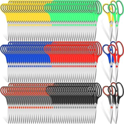 WILLBOND 90 Pack Scissors Bulk 8" Multipurpose Professional Heavy Duty Multi Color Stainless Steel Scissors with Comfortable Handles for Office School Craft Sewing Home DIY Craft Supplies - Product Image