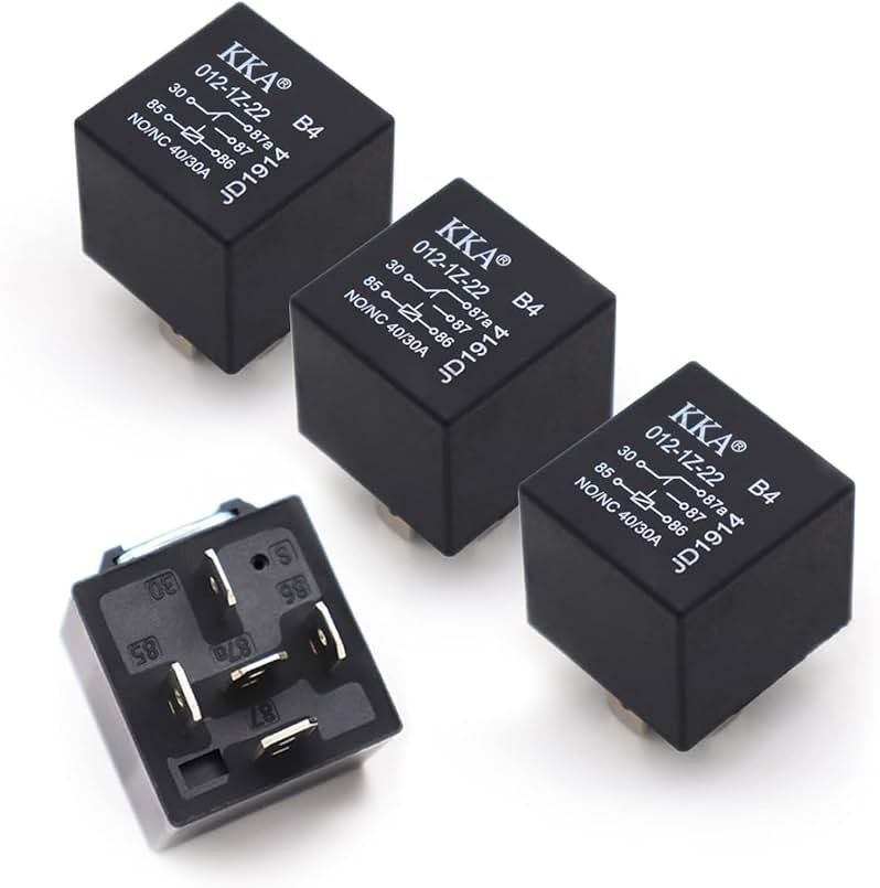 gunhunt 4 PCS 40A Automotive Relays, Car Relay Switch, 5 Pin Relay, 12V Waterproof Car Relays, Trim System Components, Replacement for Car Boat Outboard Motor (Black) - Product Image