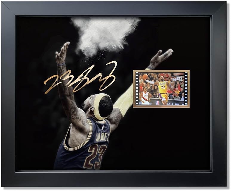 sufenvera Framed LeBron James Basketball Photo with Signed 10x8 Inch,LeBron James of The Game Film Collection Display,Gifts for Lakers James Fans - Product Image