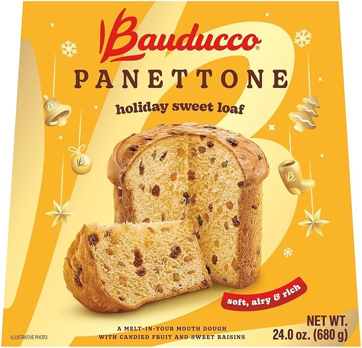 Bauducco Classic Panettone, 24.0 oz (Pack of 1) - Soft and Moist Bread with Candied Fruit and Raisins - Traditional Italian Slow Rise Dough Recipe - Product Image