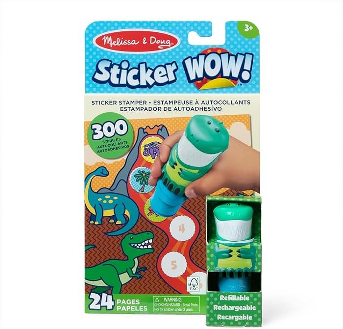 Melissa & Doug Sticker Wow!™ Sticker Stamper and 24-Page Activity Pad, 300 Stickers, Arts and Crafts Fidget Toy Collectible Character – Dinosaur - for Kids Ages 3+ - FSC Certified - Product Image