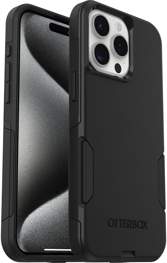 OtterBox iPhone 15 Pro MAX (Only) Commuter Series Case - BLACK, slim & tough, pocket-friendly, with port protection (Unit ships in polybag, ideal for business customers) - Product Image