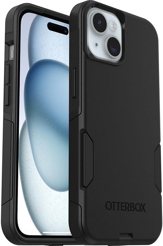 OtterBox iPhone 16e, 15, 14, & 13 Commuter Series Case - BLACK, slim & tough, pocket-friendly, with port protection (ships in polybag) - Product Image