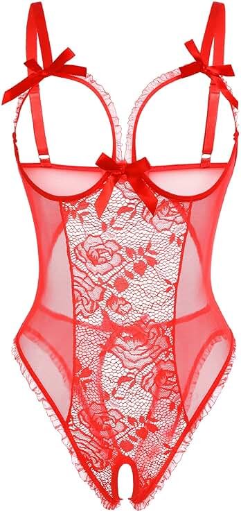 Avidlove Women One Piece Lingerie Sexy Lace Babydoll Mini Bodysuit - Product Image