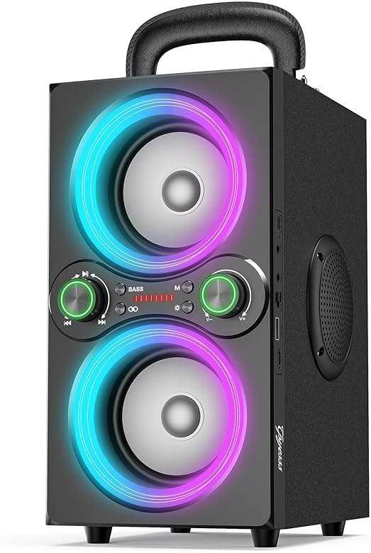 TPyesss Bluetooth Speakers, 80W(Peak) Wireless TWS Portable Bluetooth Speaker, Beat-Driven Lights, 100dB Loud Stereo Speaker with BassUp, Speakers with Subwoofer for Outdoor, Party, Camping - Product Image