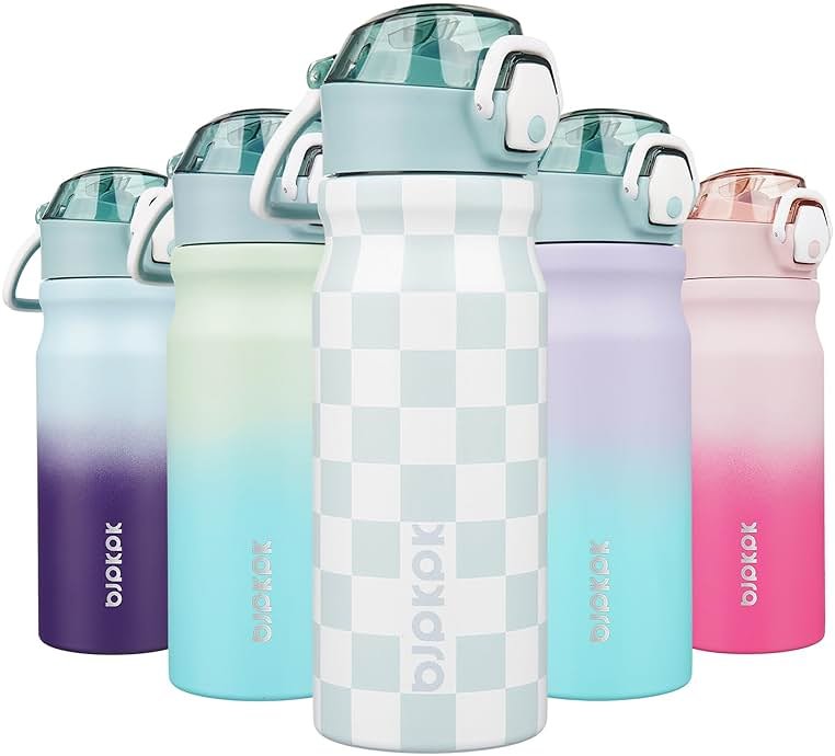 BJPKPK Stainless Steel Insulated Water Bottle with Straw Lid 18oz Reusable Metal Thermal Flask Bottles Keep Cold and Hot,Plaid - Product Image