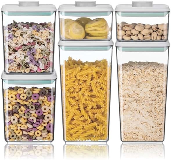 Ankou Airtight Food Storage Container Sets with Lids 6Pcs Pop Containers for Kitchen Pantry Organization BPA-Free Stackable Kitchen Storage Containers for Cereal Flour Sugar (0.5, 1.2, 1.8qt)*2 - Product Image