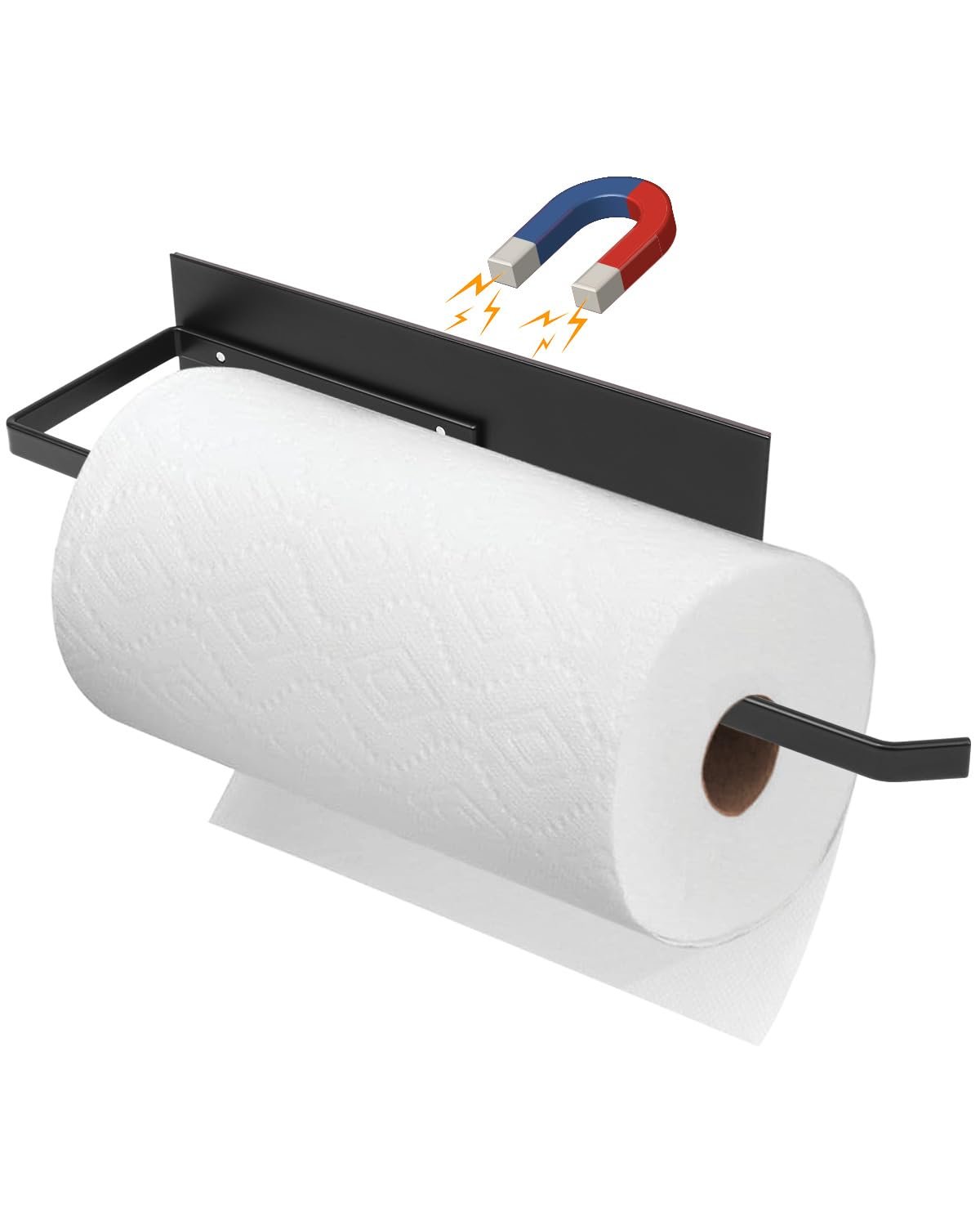Paper Towel Holder, Magnetic Paper Towel Holder for Fridge, Toilet Paper Roll Holder Magnet Towel Rack Wall Mount Fridge Organizer for Paper Towels Rolls Bathroom Pantry RV Kitchen Storage - Product Image