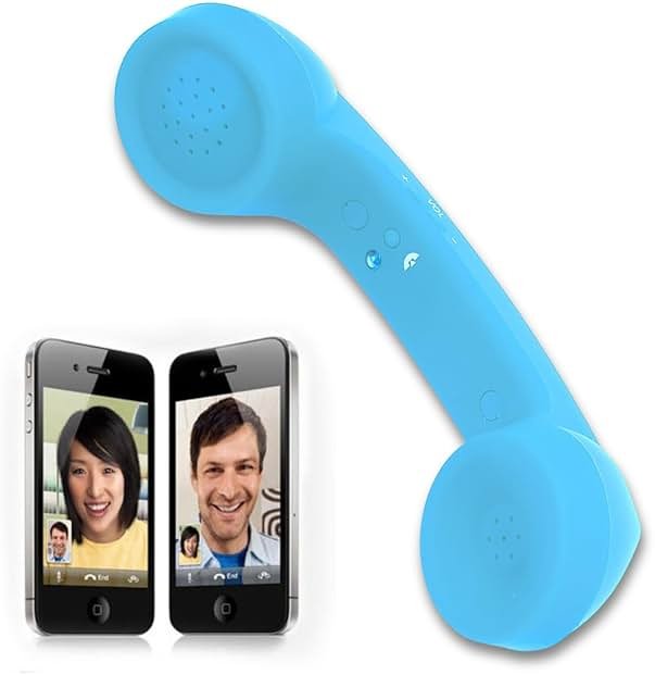 Retro Telephone Handset, Bluetooth Radiation Proof Handset Receivers Headphones for a Mobile Phone with Comfortable Call ( Blue) - Product Image