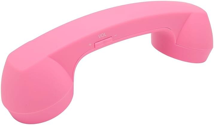 Retro Telephone Handset for Cell Phones - Comfortable Corded Receiver with Ergonomic Design for Clear Conversations (Pink) - Product Image