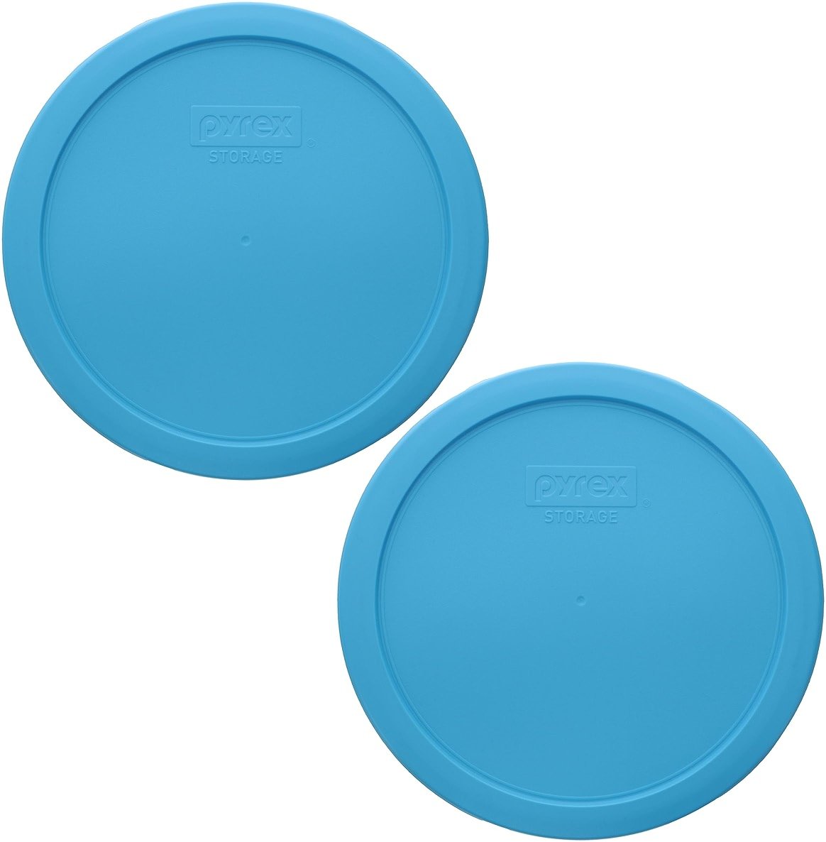 Pyrex 7402-PC Bright Blue Pantone Food Storage Replacement Lid (This Lid Fits the Pyrex 7402 6-Cup SCULPTED MIXING BOWL and 7203 7-Cup Glass Bowl) (2 Pack) - Made in USA - Product Image