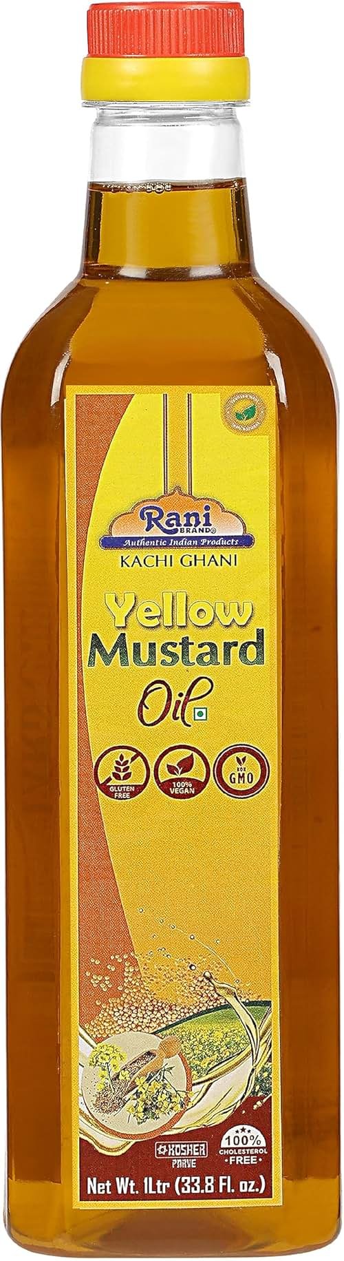 Rani Yellow Mustard Oil (Kachi Ghani) 33.8 Ounce (1 Liter) NON-GMO | Gluten Free | Vegan | 100% Natural | Kosher - Product Image