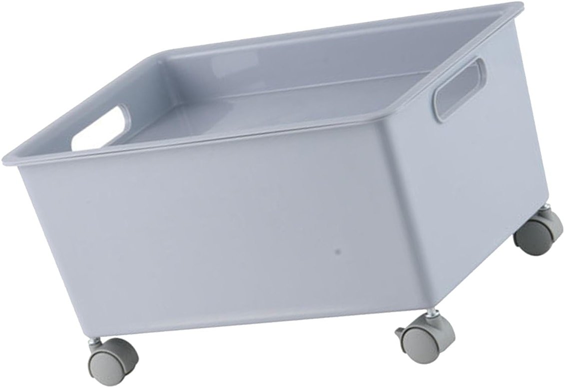 Storage Basket Roller Basket, Laundry Basket with Wheels, Premium PP Sturdy Portable Movable Easy Storage Large Capacity Organizer Box for Books Clothes Shoes, for Clothes,Blanket, Sweater,(Grey) - Product Image