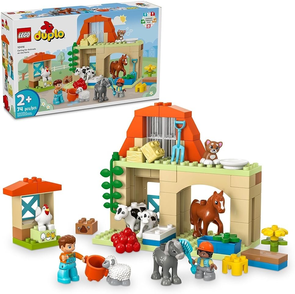 LEGO DUPLO Town Caring for Animals at The Farm Building Toys Playset - Learning, Educational Toys for Toddlers & Preschool, Ages 2+ - Building Blocks for Pretend Play Set W/Animal Figures - 10416 - Product Image