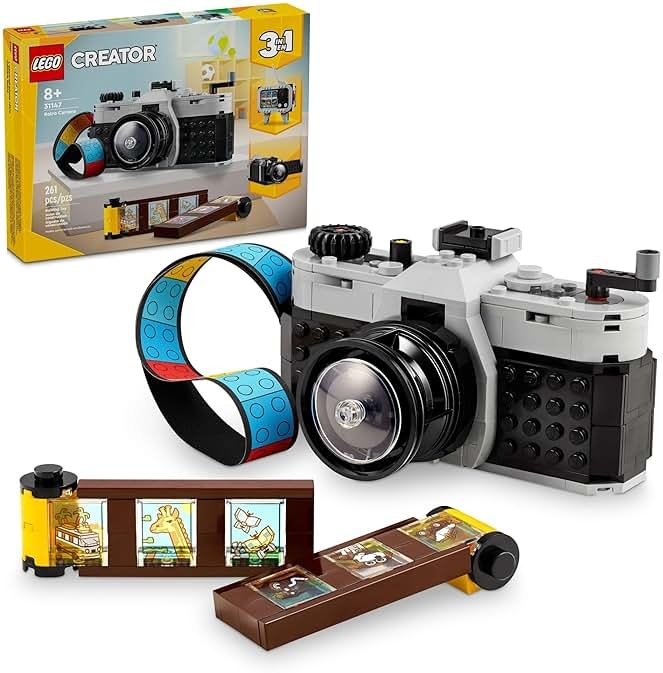 LEGO Creator 3 in 1 Retro Camera Toy, Transforms to Retro Video Camera or to TV Set, Photography Gift for Boys and Girls Ages 8 Years Old and Up Who Enjoy Creative Play, 31147 - Product Image