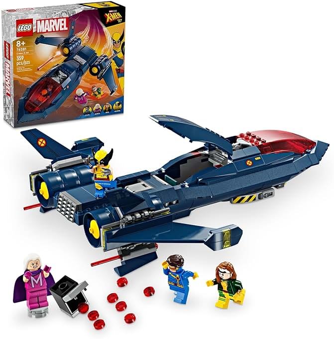 LEGO Marvel X-Men X-Jet Toy - Building Toy from X-Men '97 for Boys & Girls, Ages 8+ - Model Kit for Display and Play with 4 Minifigures - Gift Idea for Marvel Fans - 76281 - Product Image