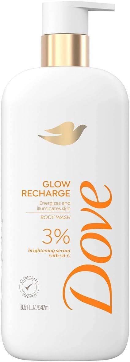 Dove Exfoliating Body Wash Glow Recharge Energizes & illuminates skin 3% brightening serum with vitamin C 18.5 oz - Product Image