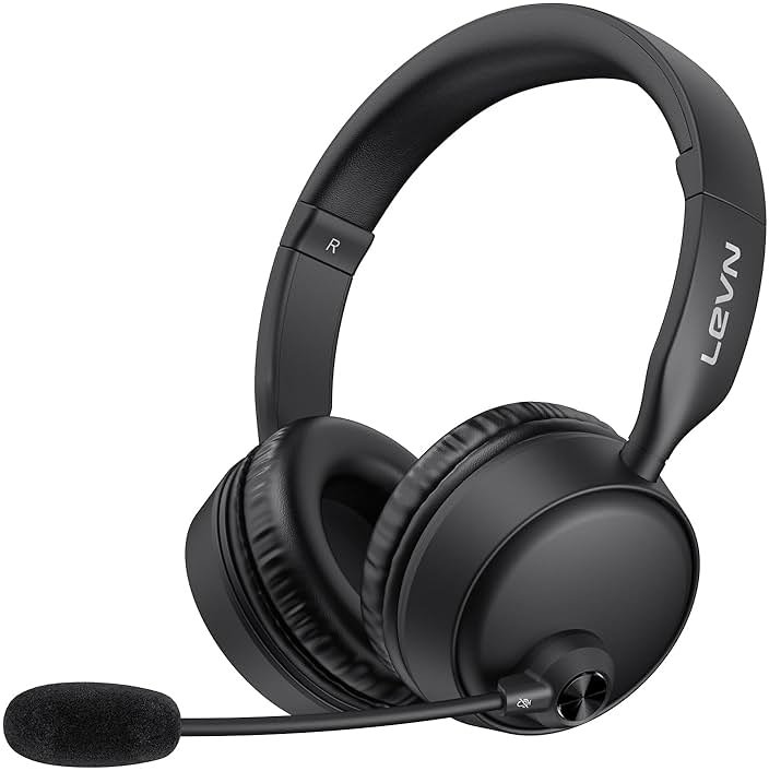 Wireless Headset with Mic for Work, Wireless Headset with Microphone AI Noise Cancelling, Bluetooth 5.3, 60H Battery, Mute Button, Comfortable Over Ear Headphones for PC, Laptop, Call Center, Office - Product Image