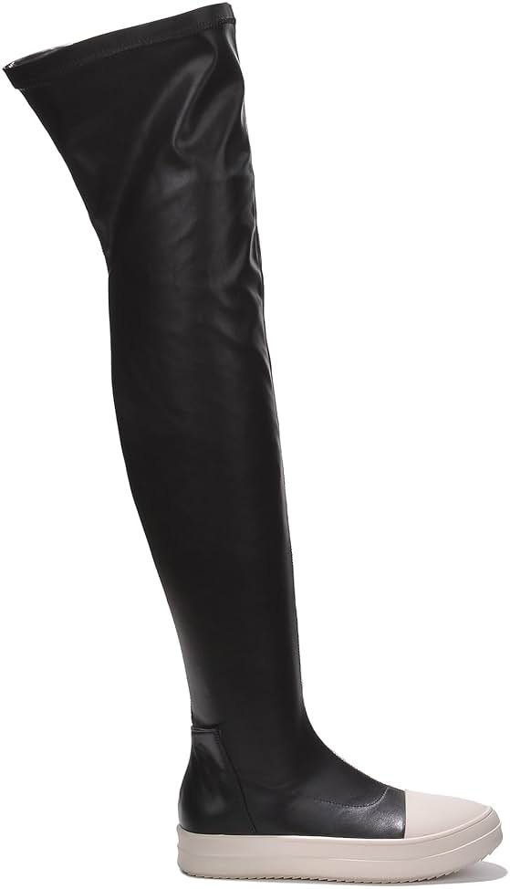 Cape Robbin Women Lug Sole Over the Knee Thigh high Round Toe Flat boots LUPITA BLACK 8 - Product Image