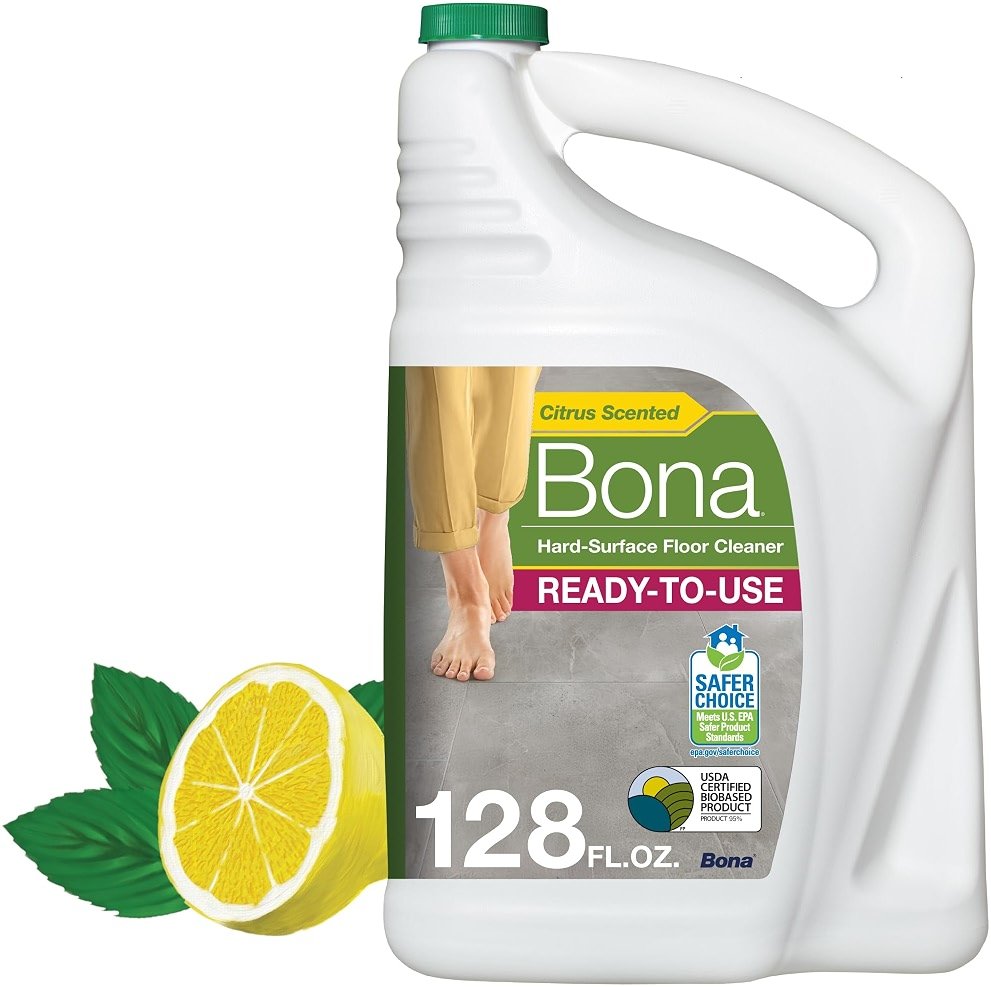 Bona Multi-Surface Floor Cleaner Refill - 128 fl oz - Lemon Mint - Residue-Free Floor Cleaning Solution refill for Spray Mop and Spray Bottles - For Use on Stone, Tile, Laminate, and Vinyl Floors - Product Image