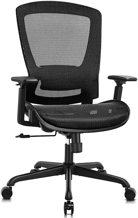 ELABEST Ergonomic Mesh Office Chair,Comfy Computer Desk Chair - BIFMA 5.1 Certified Commercial Swivel Task Chair for Home Office - Adjustable Lumbar Support & Armrests,Tilt Function,Wide Seat (Black) - Product Image