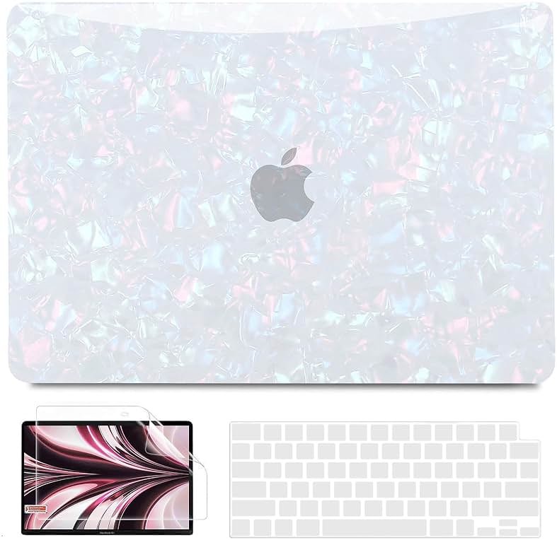 B BELK Compatible with MacBook Air 13 inch Case M5 2026 2025 2024-2022 M4 M3 M2 A3449 A3240 A3113 A2681, Plastic Hard Shell+Keyboard Cover+Screen Protector for MacBook Air 13.6 inch Case, Shiny Pearl - Product Image