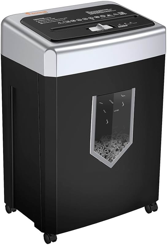 Bonsaii 15-Sheet Office Paper Shredder, 40 Mins Heavy Duty Shredder for Home Office, Crosscut Shreder with Anti-Jam System & P-4 High Security Supports CD/Credit Cards/Staple,5 Gal Pullout Bin C169-B - Product Image